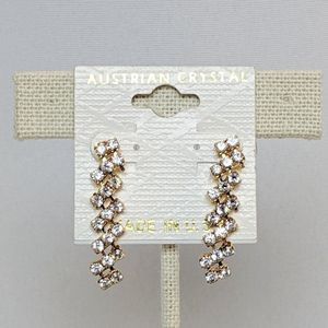 Austrian Crystal Gold Tone Earrings NWT